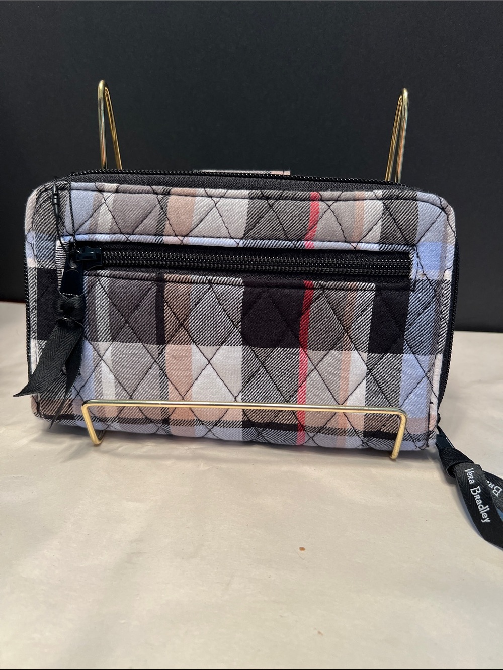 Vera Bradley Quilted Plaid RFID Turnlock Wallet - Gray, Black, Red NWT - Picture 4 of 7
